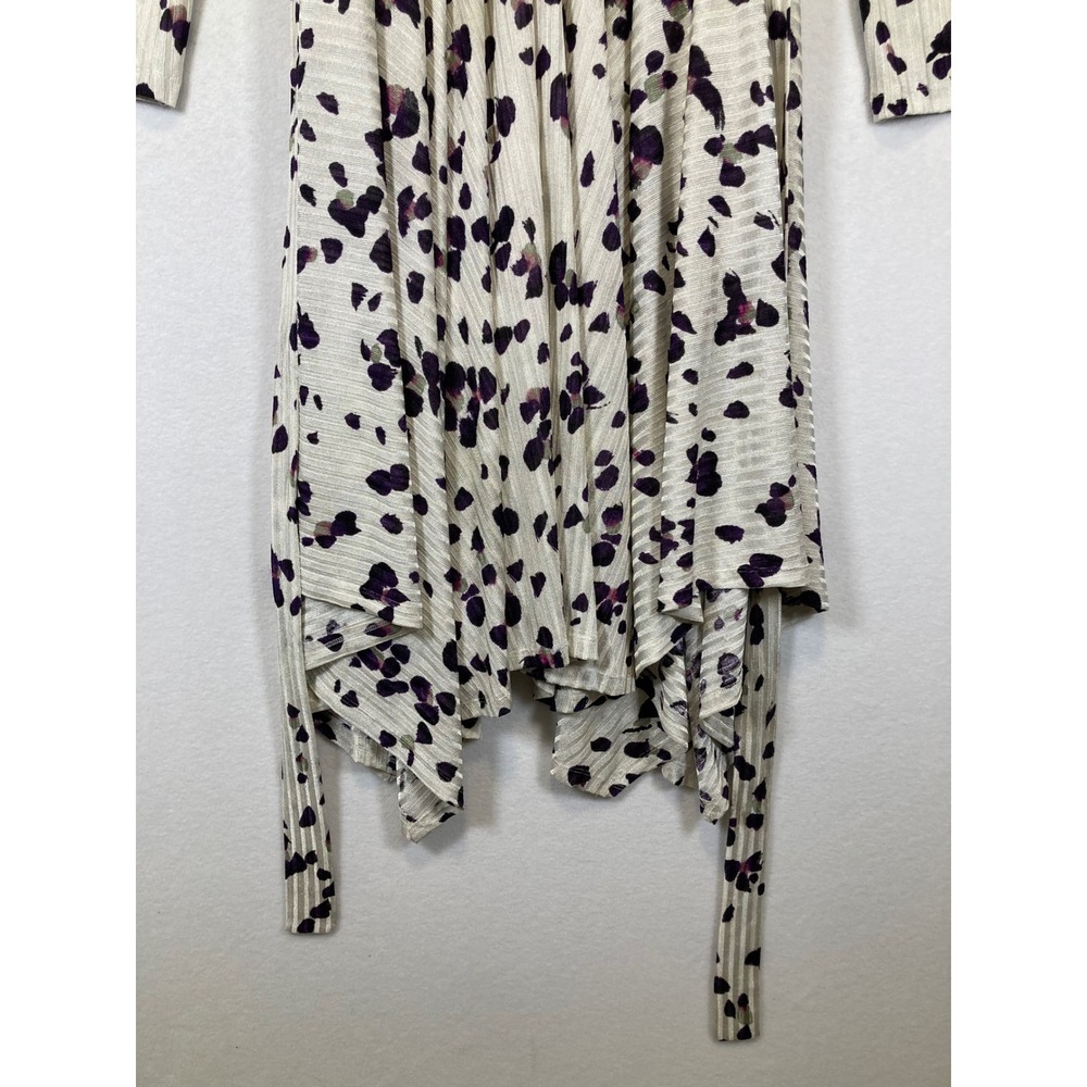 Whimsical Abstract Print Wrap Dress Women Size Small Cream Purple Handkerchief - Picture 11 of 11